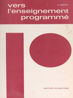 cover image of Vers l'enseignement programmé